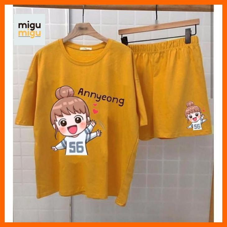Tfs Set Setelan Annyeong / Baju Setelan / Stelan 2In1 / Baju Tidur Abg Migumigu Setelah Wanita Kekin