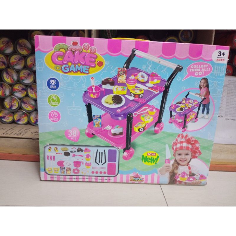MAINAN MEJA DORONG CAKE GAME troly makanan