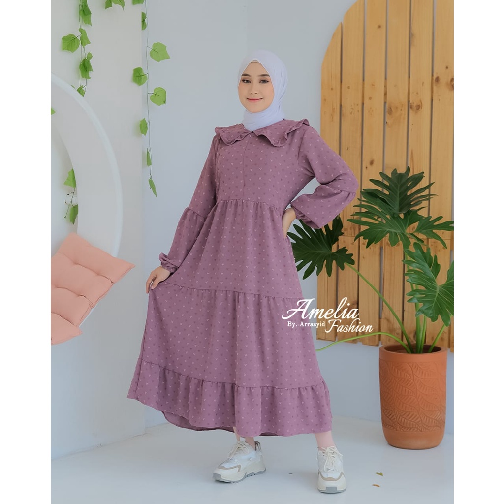 DRESS MIDI RUBI DAN MIDI SALUR ORI AMELIA CRINCKLE URUGIRI baju muslim kringkel crincle