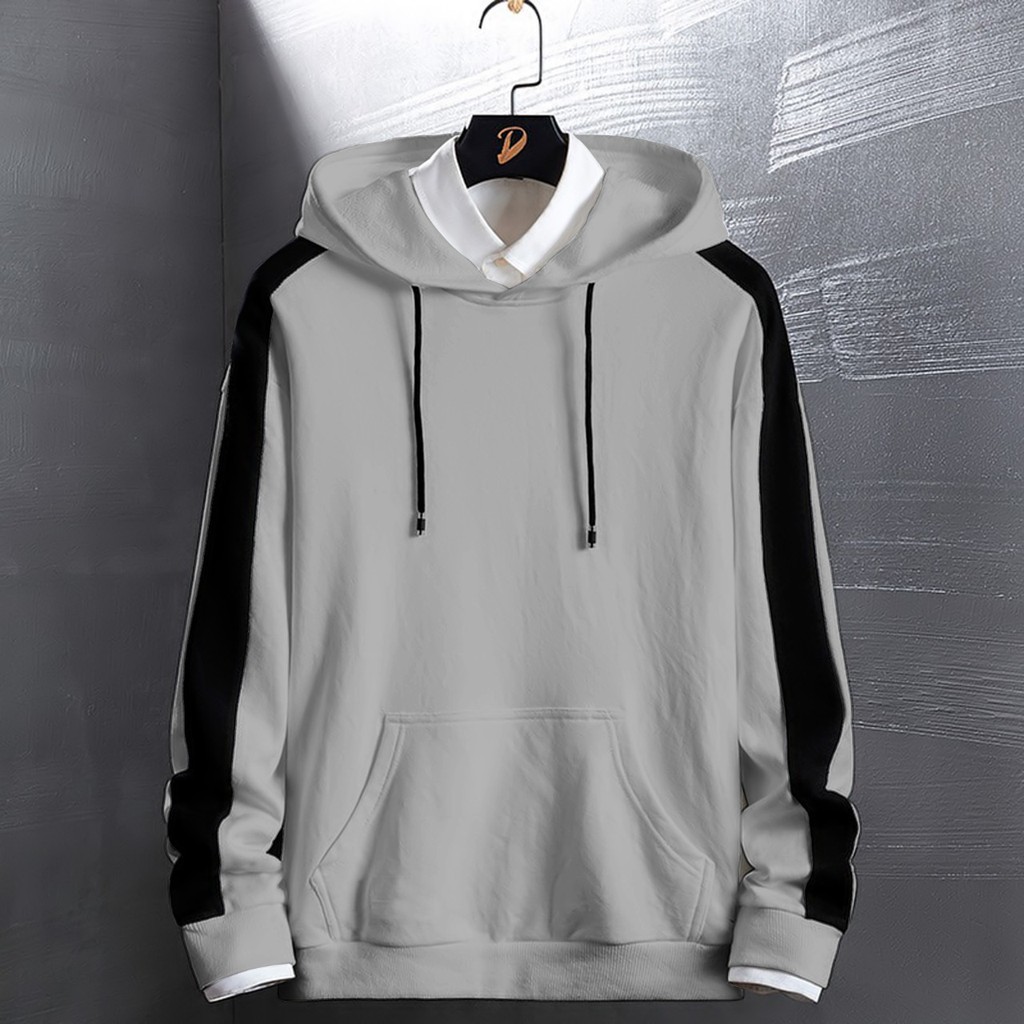 Bisa COD Hoodie Pria / Hodie Pria  / Jaket Pria Streep Kombinasi UK L-XL