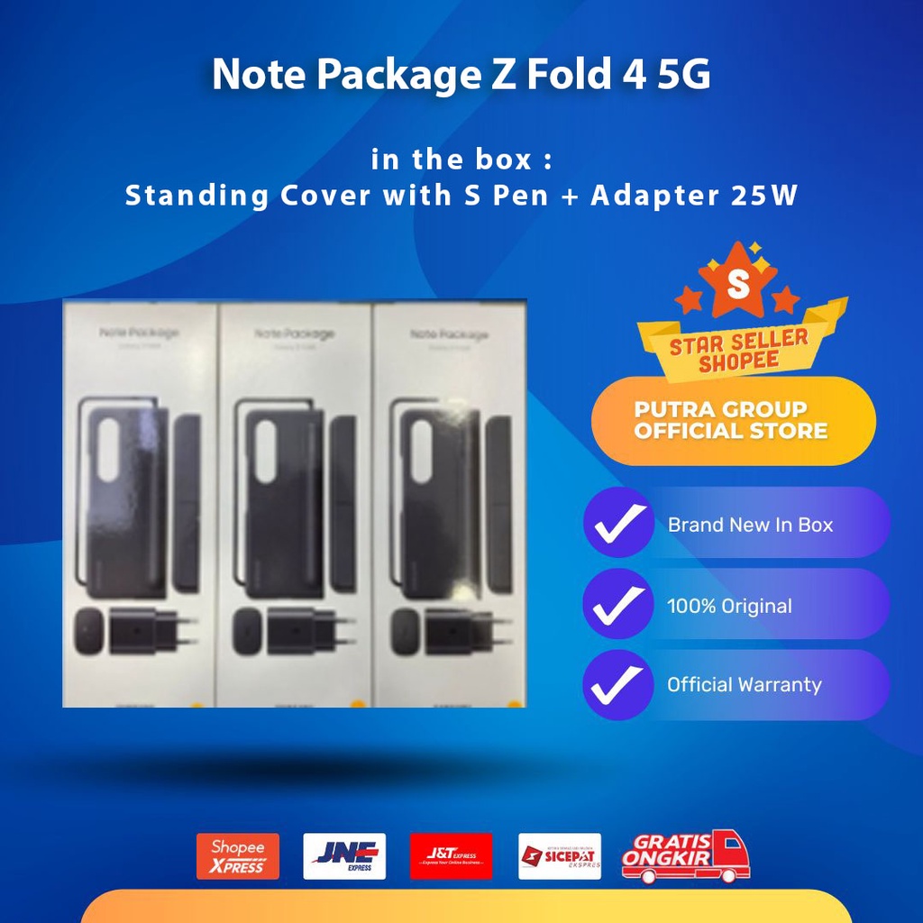 (RESMI) Samsung Galaxy Z Fold 4 Fold4 5G Note Package Standing Cover with Pen Original SEIN