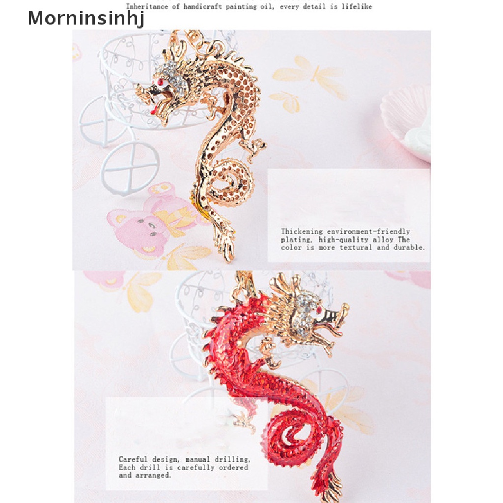 Mornin 1Pc Dragon Key Rings Chains Holder Simulasi Mutiara Kristal Hewan Keychains id