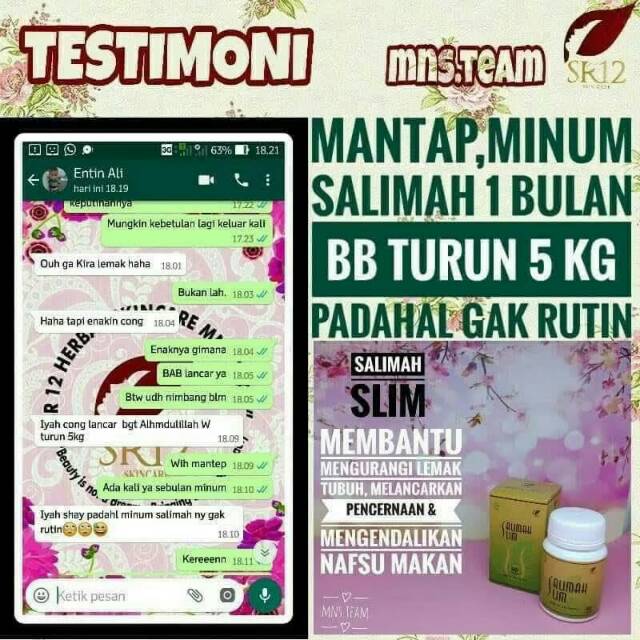 Ampuh!! Salimah Slim SR12 Pelangsing Herbal Obat Diet Alami Peluntur Lemak Penurun Berat Badan Aman