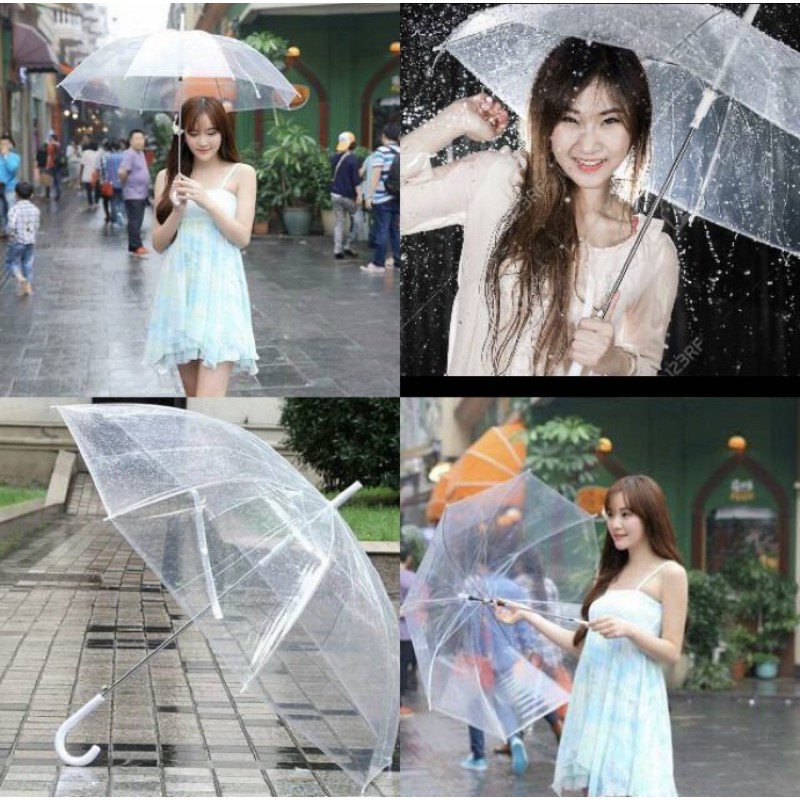 Payung Transparan Bening Umbrella Transparant / Payung Korea Japanese Style NEW Foto Prewedding