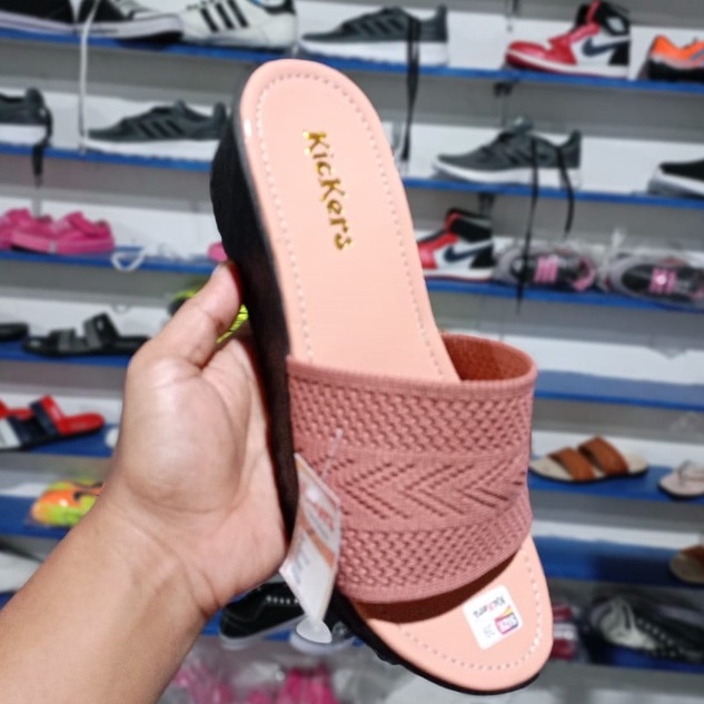 sandal selop rajut cewek HAK TINGGI