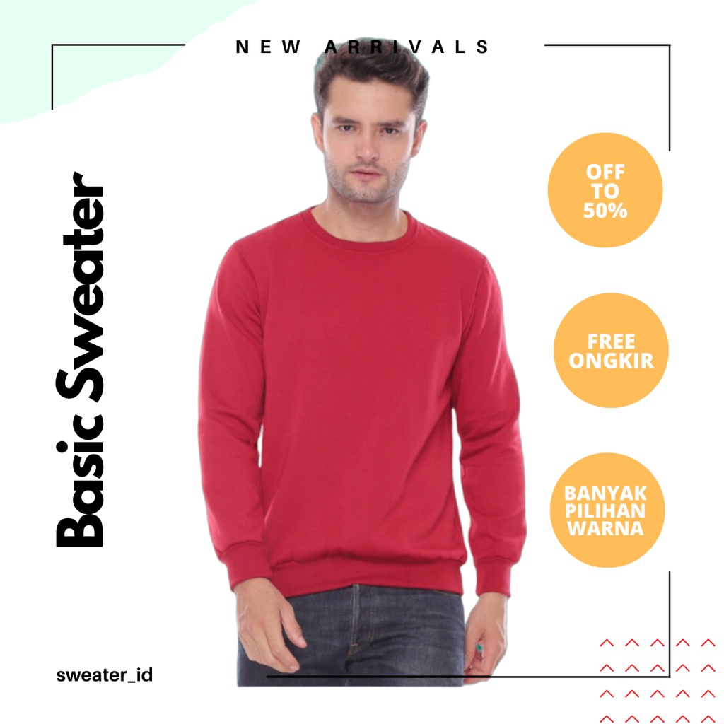 SWEATER_ID Basic Sweater Maroon Polos Unisex