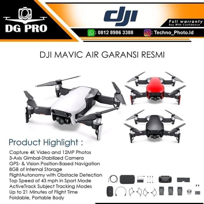 DJI MAVIC AIR FLY MORE COMBO - DRONE MAVIC AIR COMBO GARANSI RESMI