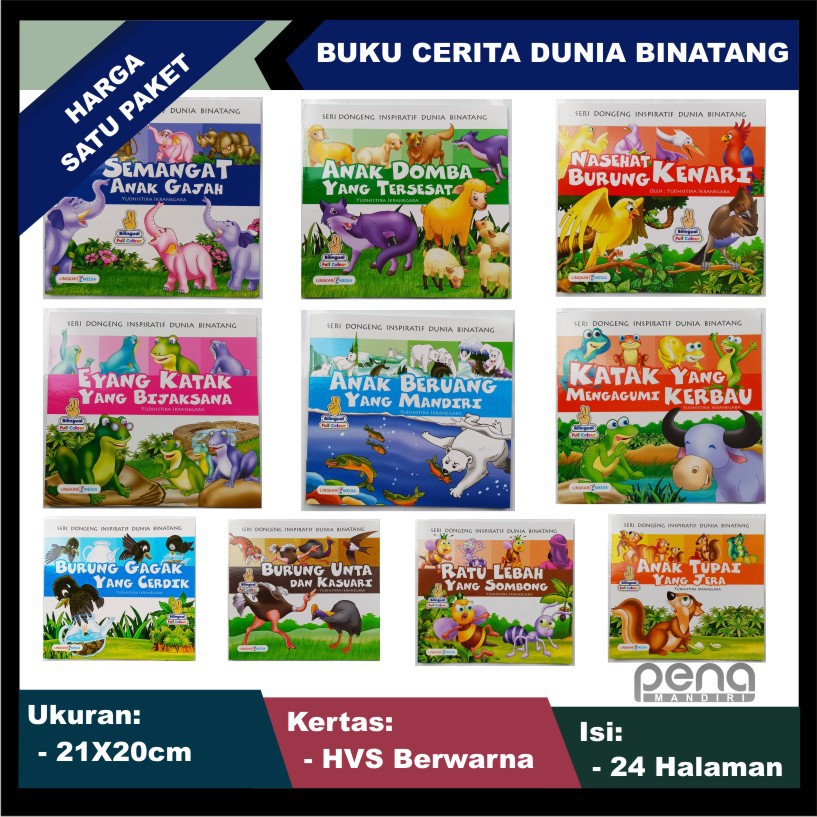 Paket Seri Dongeng Inspiratif Dunia Binatang - Bilingual dan Full Color (10 Buku)