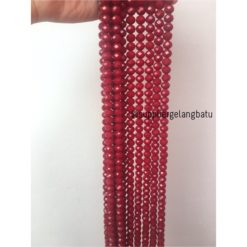 Crystal Ceko Doff 10mm MERAH MAROON beads manik donat rondelle grosir aksesoris fashion cewek wanita