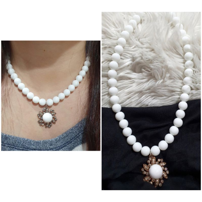 Kalung Silver925 perak Gold silver Kalung Rantai perak Mutiara Pearl Premium Quality Anti karat anti alergi Ks805