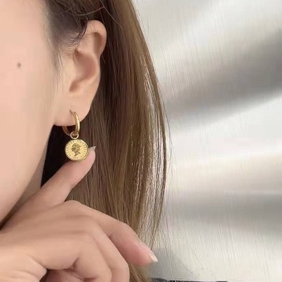 Anting titanium jepit koin grosir anti karat