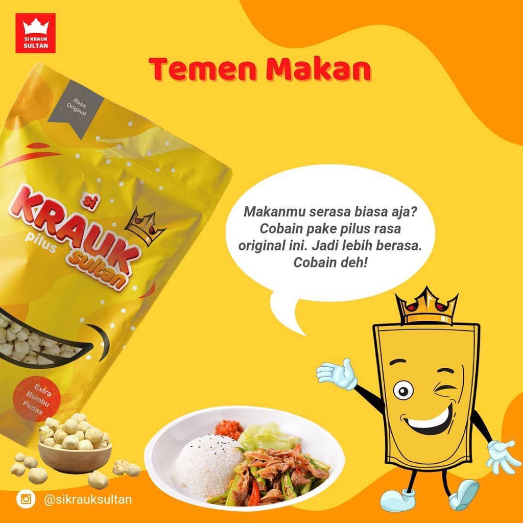 

Si Krauk Sultan PILUS VArian Original, makanan ringan, camilan ringan, camilan pedas, keripik, kerupuk