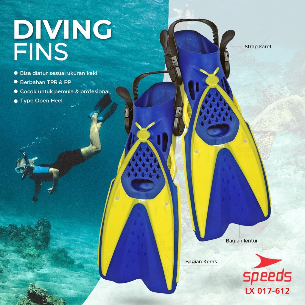 SPEEDS Kaki Katak Snorkeling Fins Kaki Katak Fins Renang Fins Diving 017-612