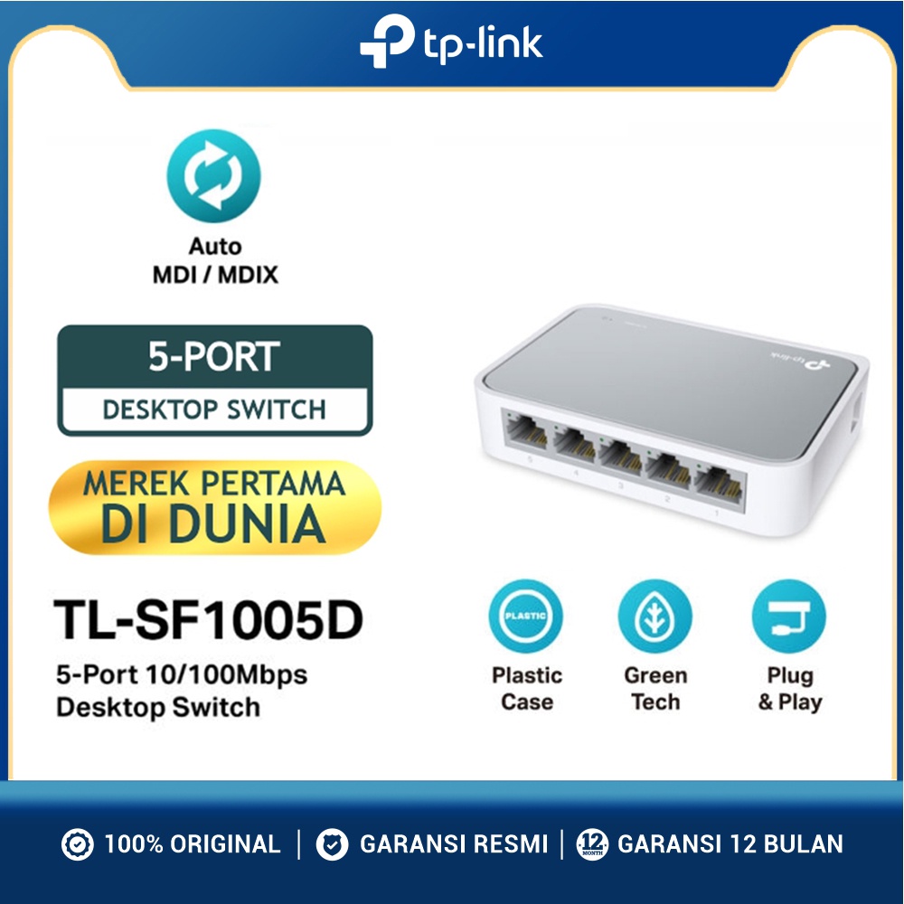 TP-LINK TL-SF1005D 5-port 10/100Mbps Desktop Switch Hub TP LINK Garansi Asli