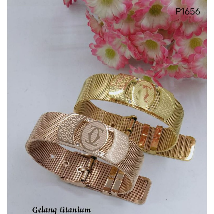 Fourfashion Gelang Tangan Titanium Belt Anti Karat Kekinian S215