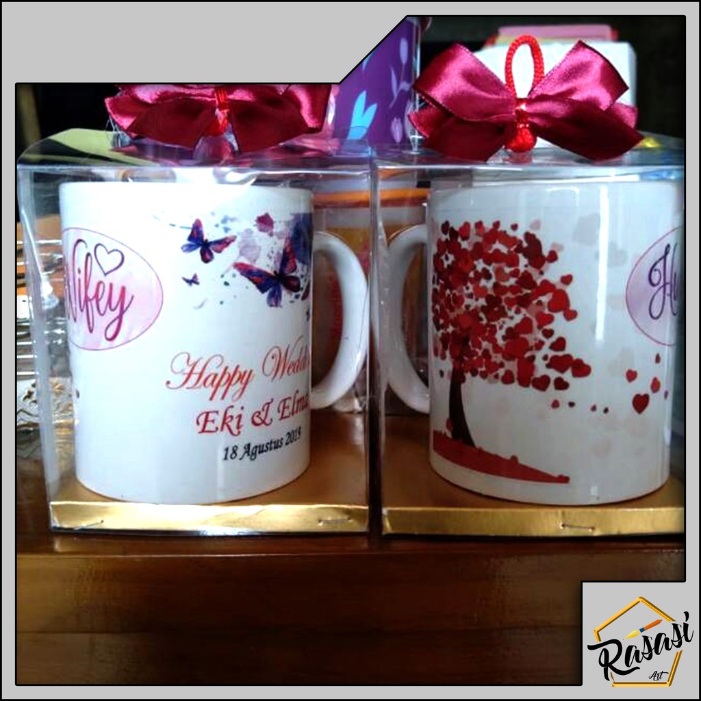 Kotak mika souvenir untuk mug standart warna Gold