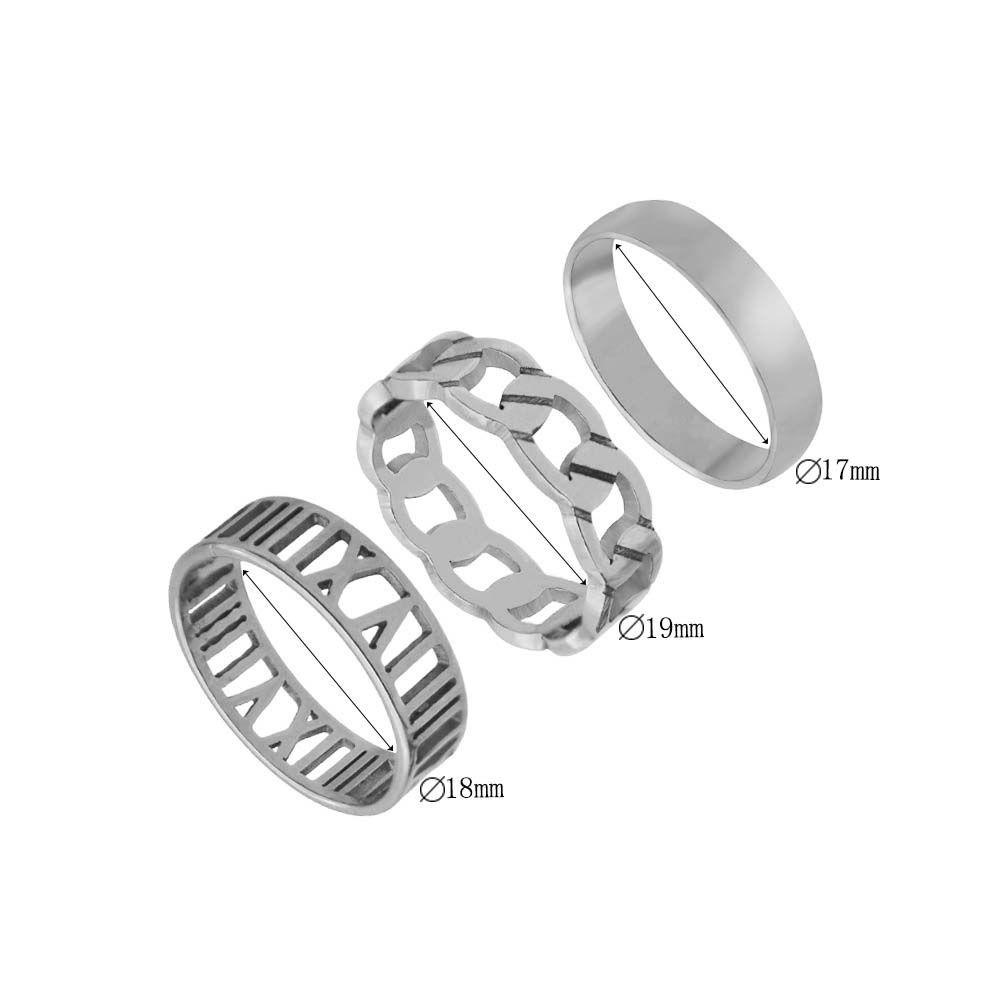 Needway  Set Cincin Geometris Punk Huruf Minoritas Hollow Untuk Unisex Kepribadian Kotak-Kotak Gaya Korea Jari Ring