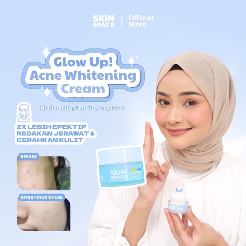 【Official Agent】SKIN SPACE Glow Up Serum &amp; Glow Up All In One Moisturizer | Serum Niacinamide Bakuchiol Pencerah Kulit Bebas Jerawat Anti Acne Beruntusan Memperbaiki Skin Barrier Memudarkan Nota Hitam Bekas Jerawat Flek