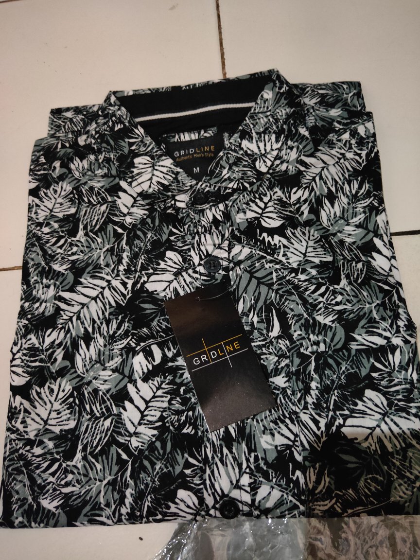 [gridline - S147 Brown Navy & S121] Kemeja Batik Slimfit Pria Katun Lengan Pendek Simpel M-xl