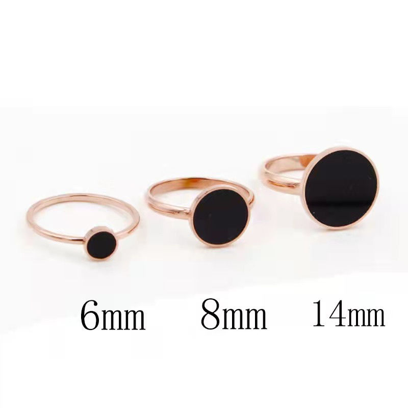 [COD] Cincin Titanium Premium Lapis Emas 18K Emas Bentuk Bulat Cincin Wanita Bahan Warna Hitam Aksesoris Bulgar