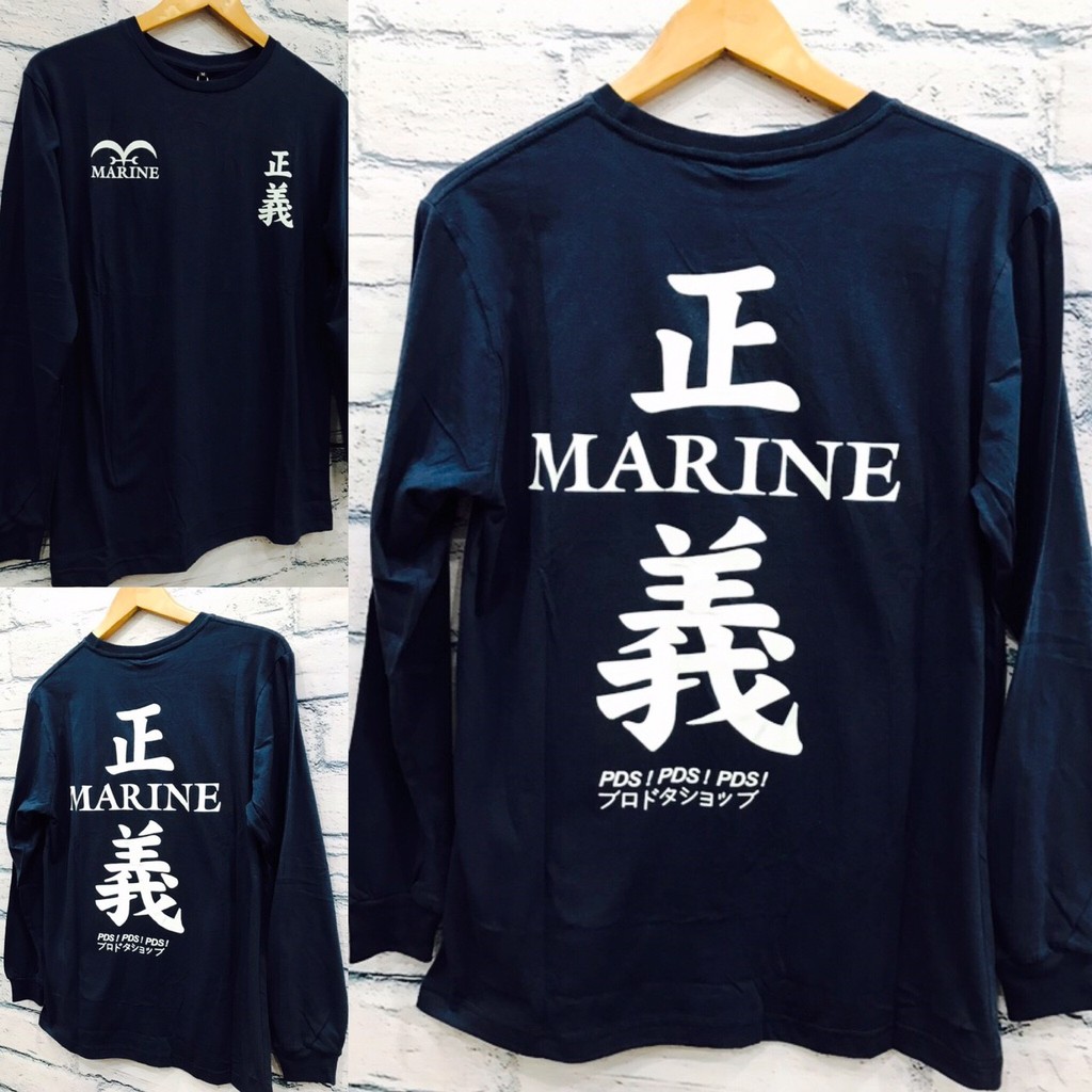 Longsleeve Marine Onepiece Kanji Mugiwara Navy