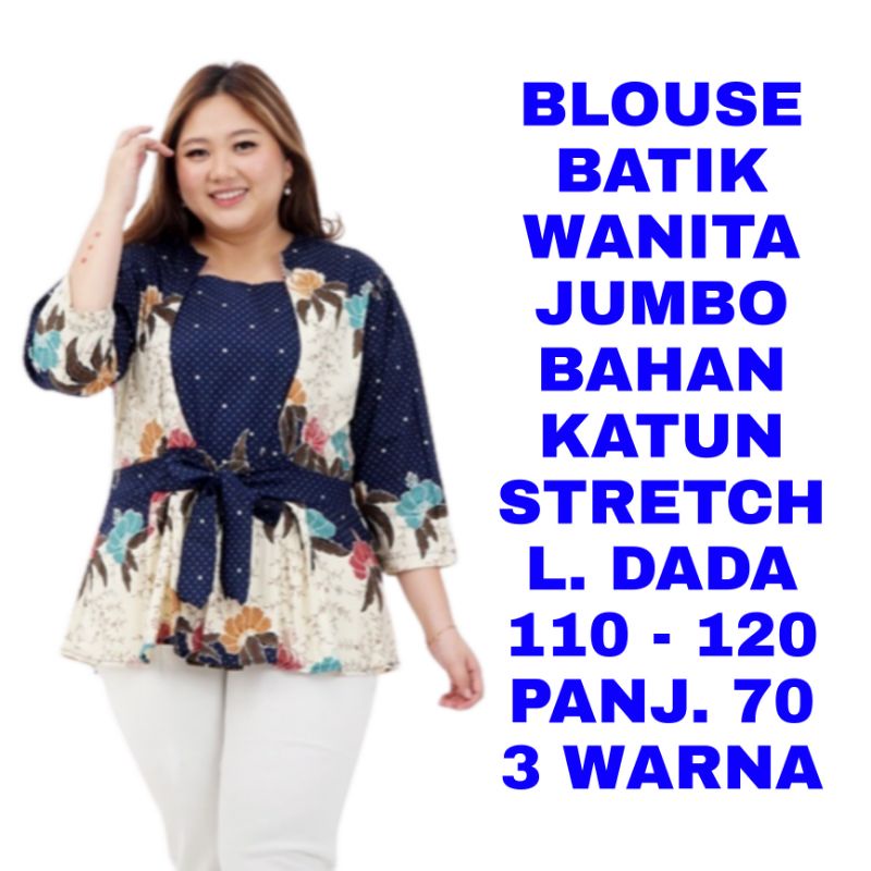 WK BLOUSE BATIK WANITA JUMBO BAJU ATASAN BIG SIZE KERJA KEMEJA SERAGAM