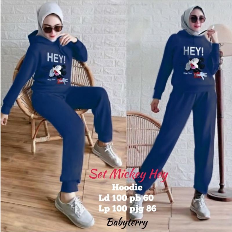 SET HOODIE MICKEY HEY 160 GA STELAN HOODIE MIC HEY STELAN BAJU OLAHRAGA WANITA STELAN KEKINIAN