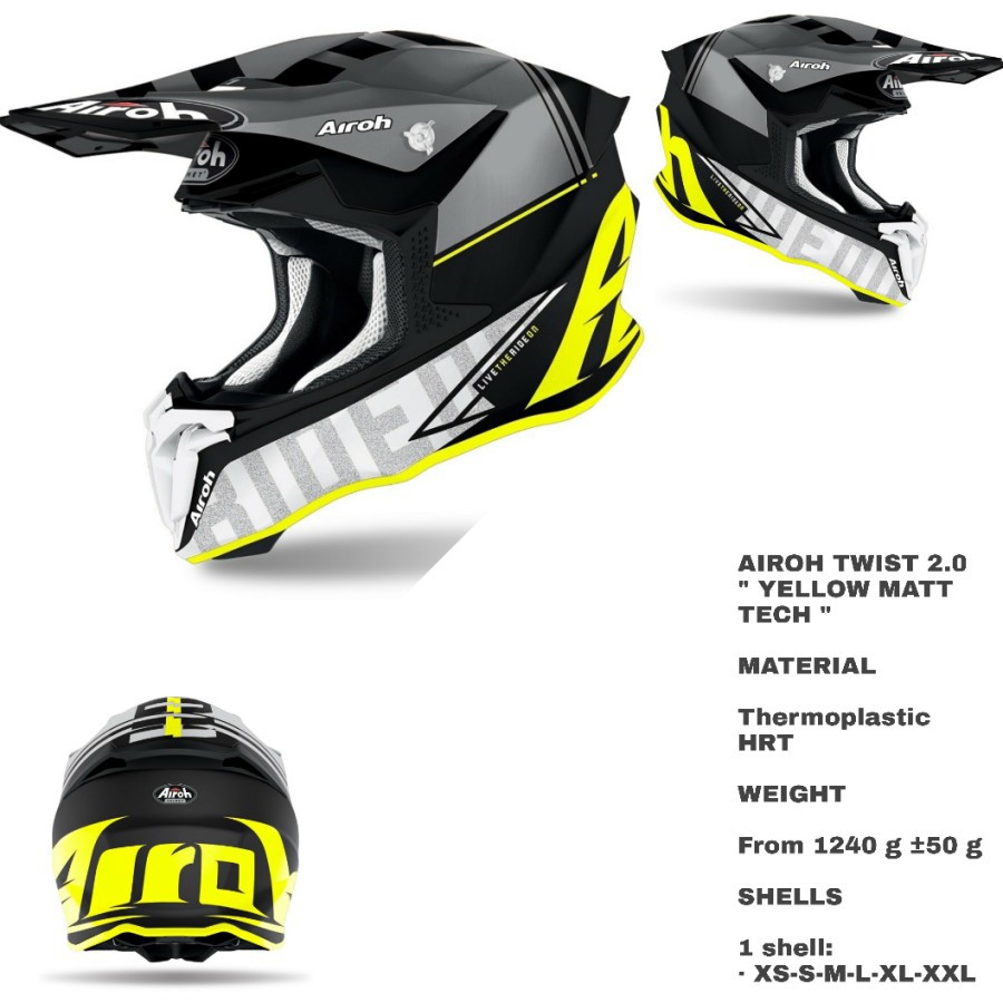 HELM AIROH TWIST 2.0 YELLOW MATT TECH 2021