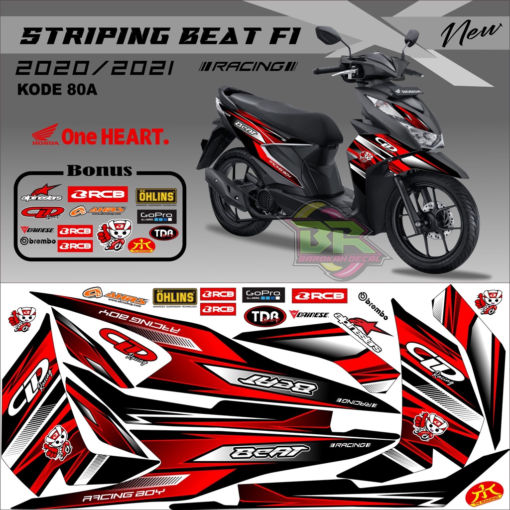 Striping Beat New 2020-2023 Stiker Lis Beat New Variasi kode 80