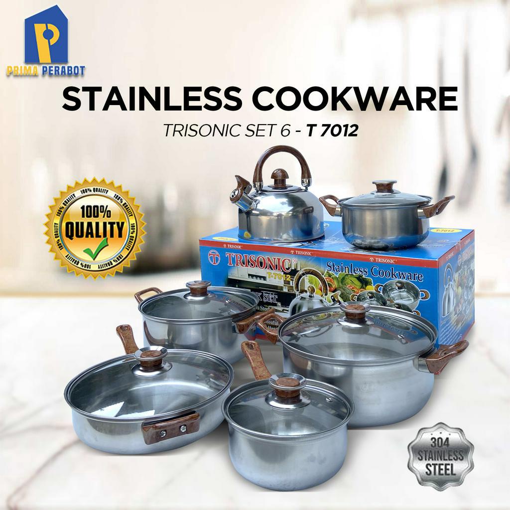 Panci Cookware Set 6 Pcs Stainless Trisonic Best Seller