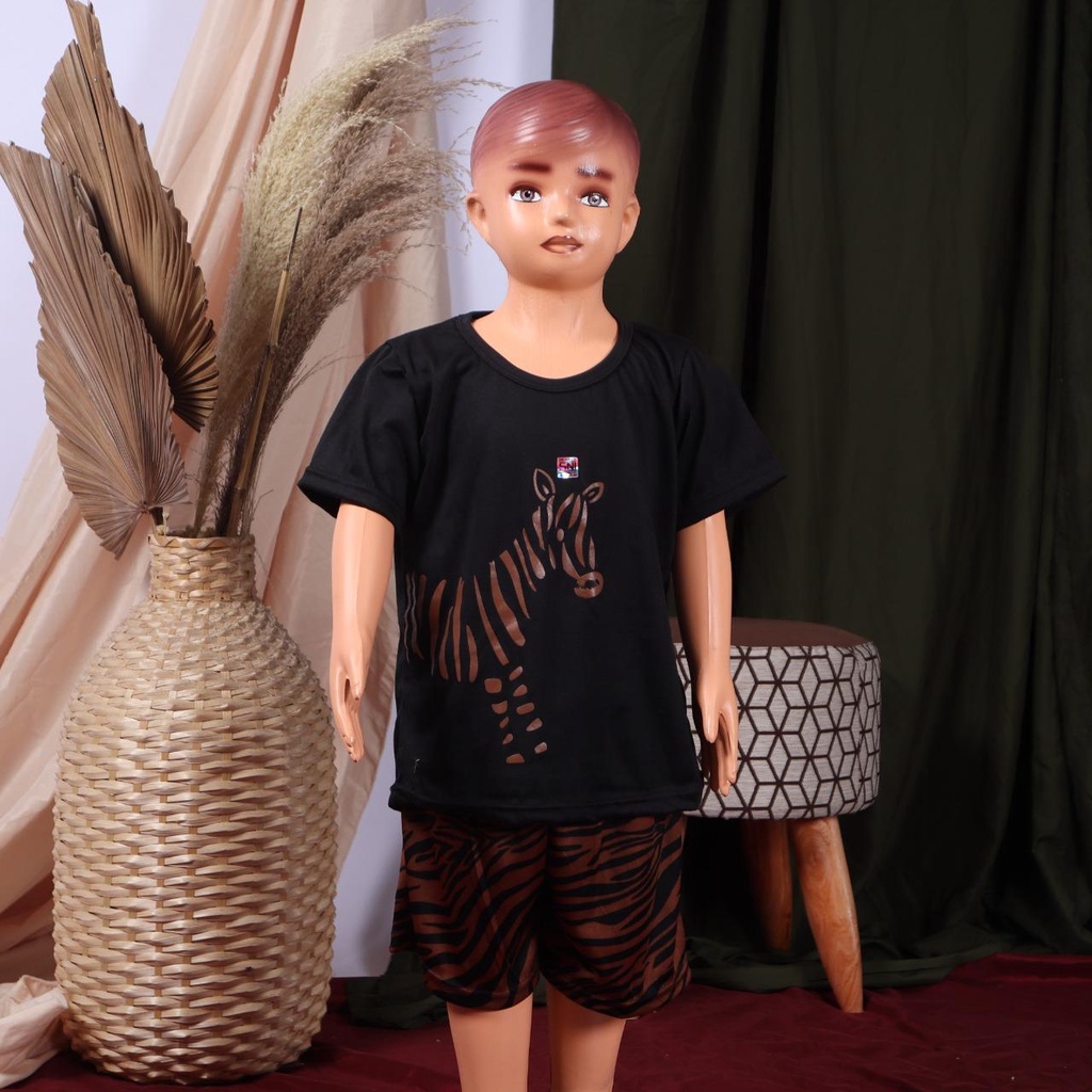 BEFAST - ZTL OOTD Setelan Anak NAMIZA / set anak shimauma / Setelan Anak-Anak Unisex / Pakaian Anak Santai rumahan / Set Atasan Kaos Lengan Pendek+Celan Pendek / Fashion Anak Casual / Setelan Anak Keluaran Terbaru