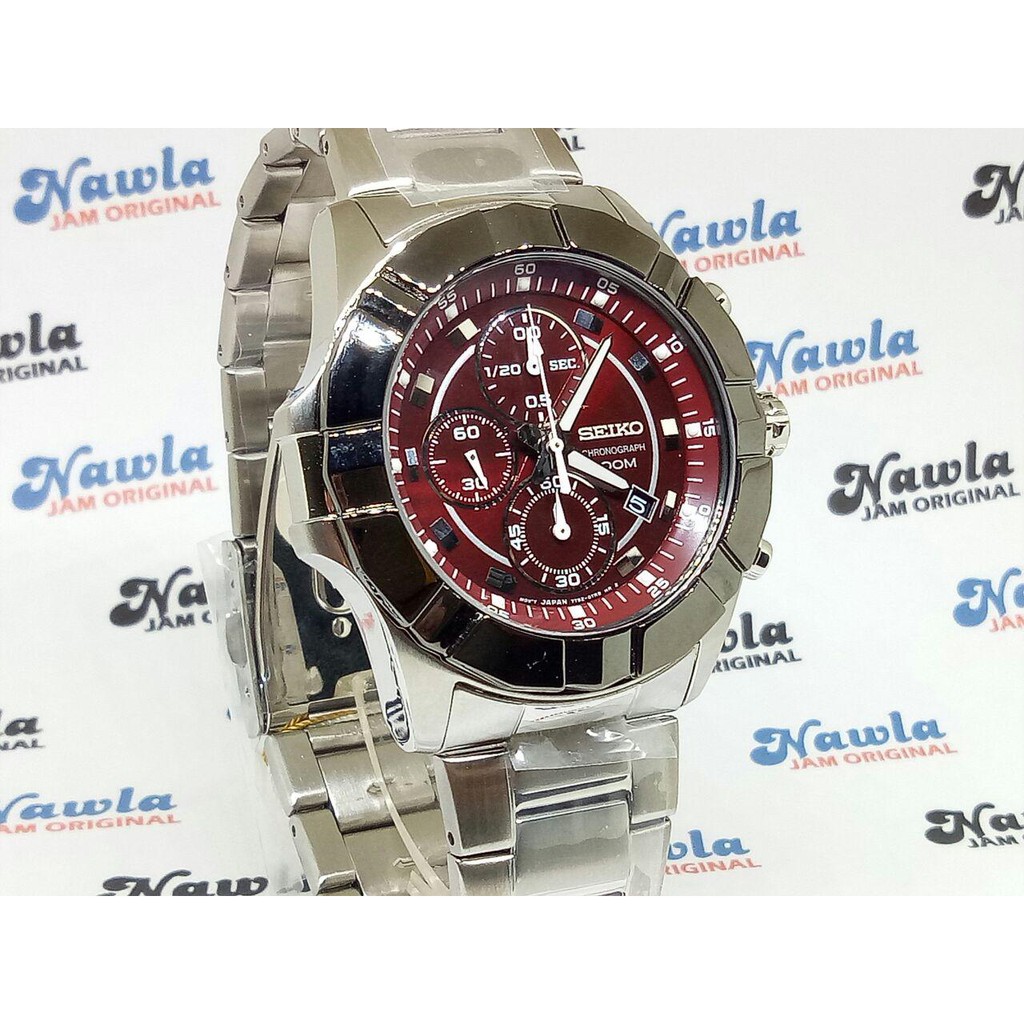 Seiko Quartz SNDE13P1 Chronograph Maroon Dial | Jam Pria SNDE13