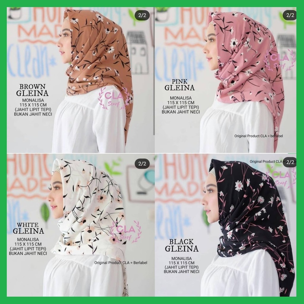 ✅ Gleina Square Segi Empat Satin Monalisa Max Gleina Jilbab ...