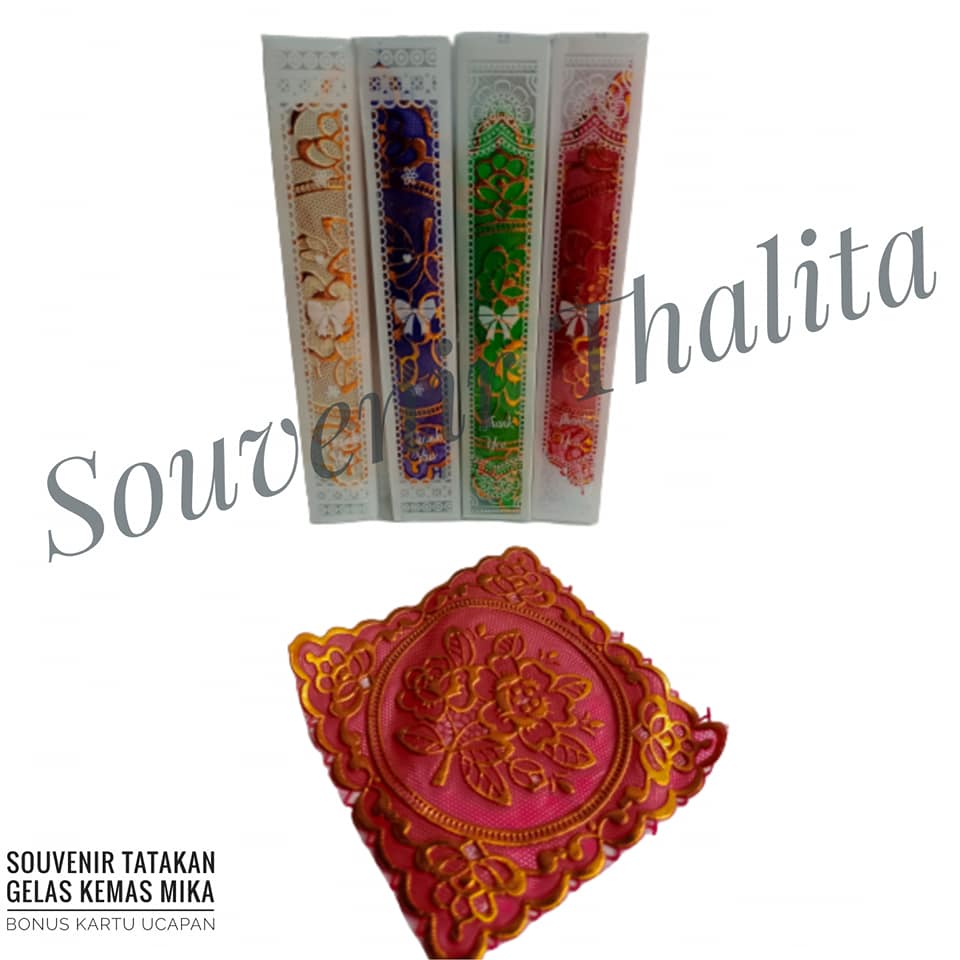 Isi 50 Pcs Souvenir Pernikahan Tatakan Gelas Kemas Mika
