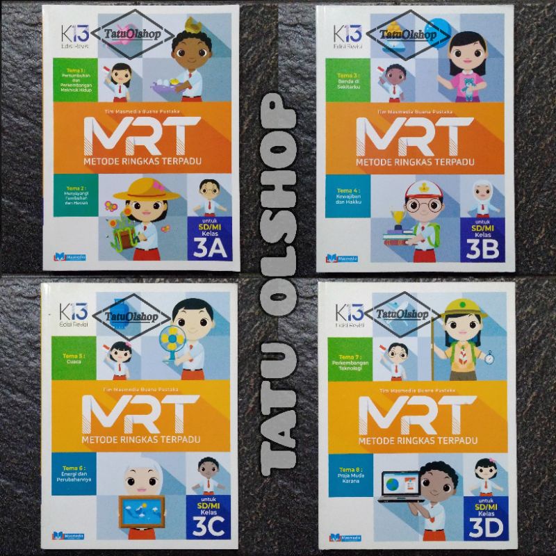Buku MRT SD Kelas 3 Paket Satu Tahun Jilid 3a 3b 3c 3d Kurikulum Revisi Orignal