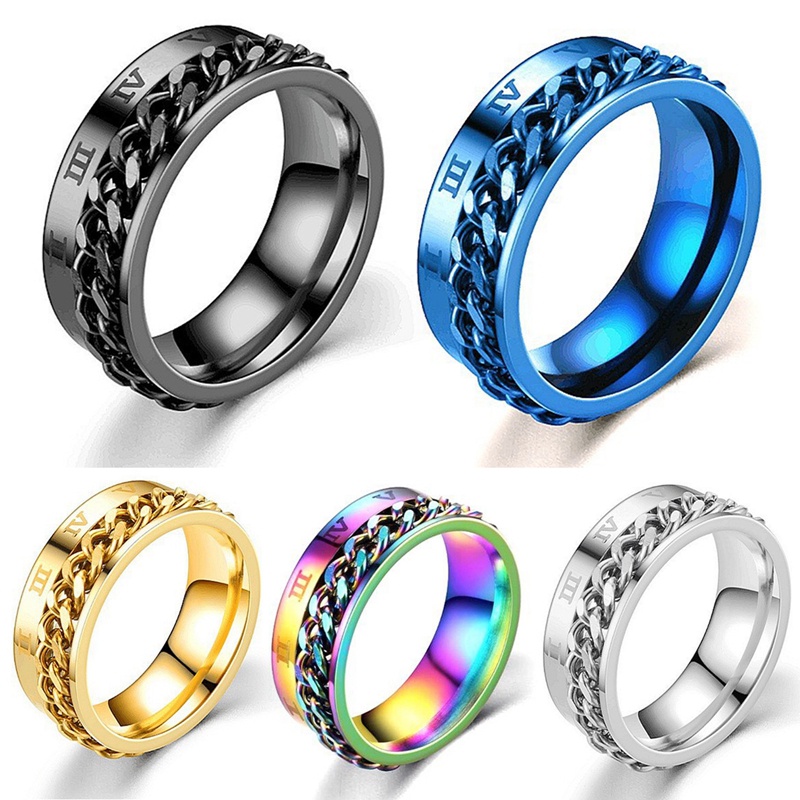 Cincin Fidget Spinner 5 Warna Bahan Stainless Steel Untuk Anti Cemas