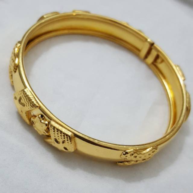 Gelang Bangkok Mata Motif Timbul Lapis Emas 24k