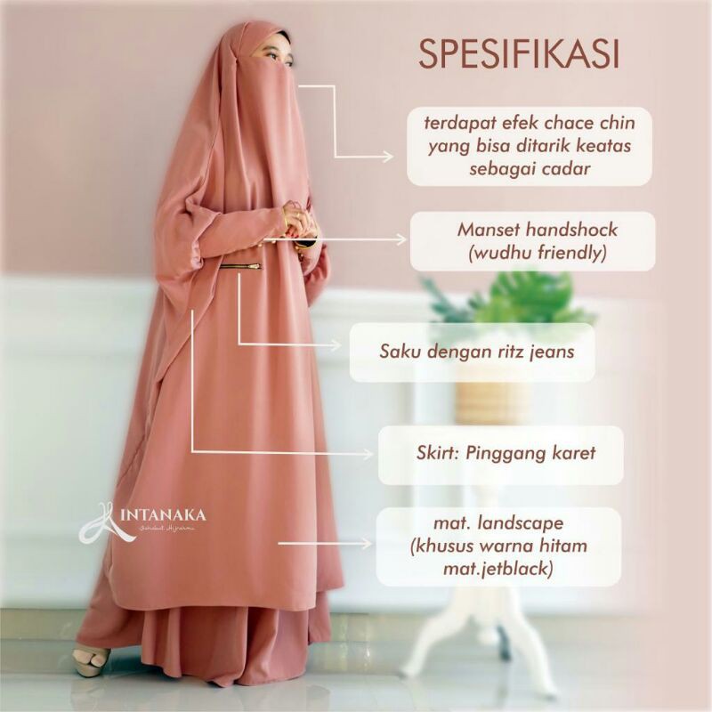 Termurah Zaara French Niqob Gamis Polos Umrah Haji Set Khimar Niqob Original by Intanaka