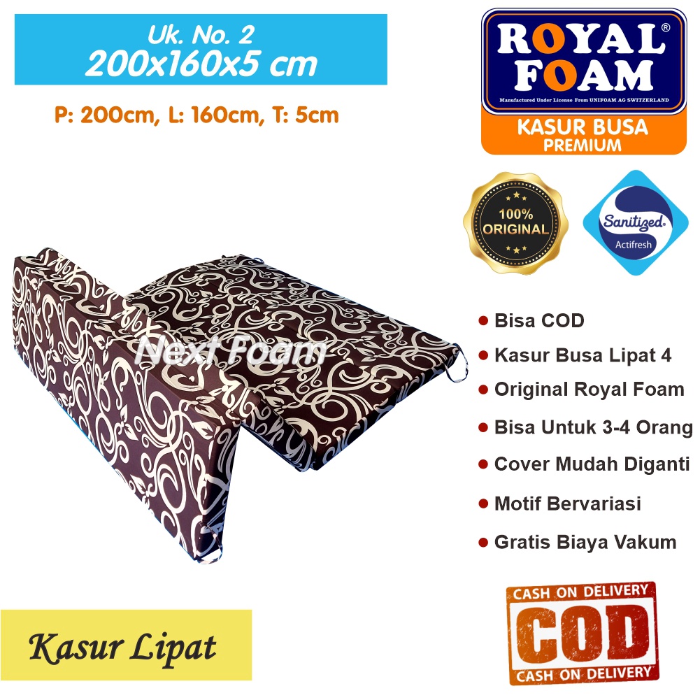 Kasur Busa Lipat Royal Foam Ukuran No 2 200x160x5 cm Tebal 5 cm D16 ORIGINAL