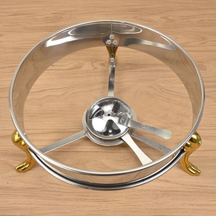 Round Chaffing Dish 26cm Prasmanan Stainless Bulat TEBAL dengan Kaki