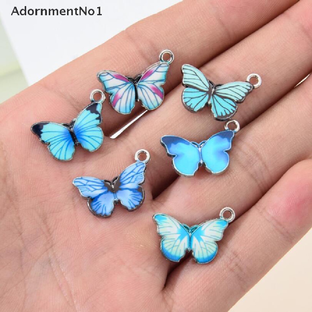 (AdornmentNo1) 10pcs / Set Liontin Enamel Bentuk Kupu-Kupu Biru Untuk Membuat Perhiasan DIY