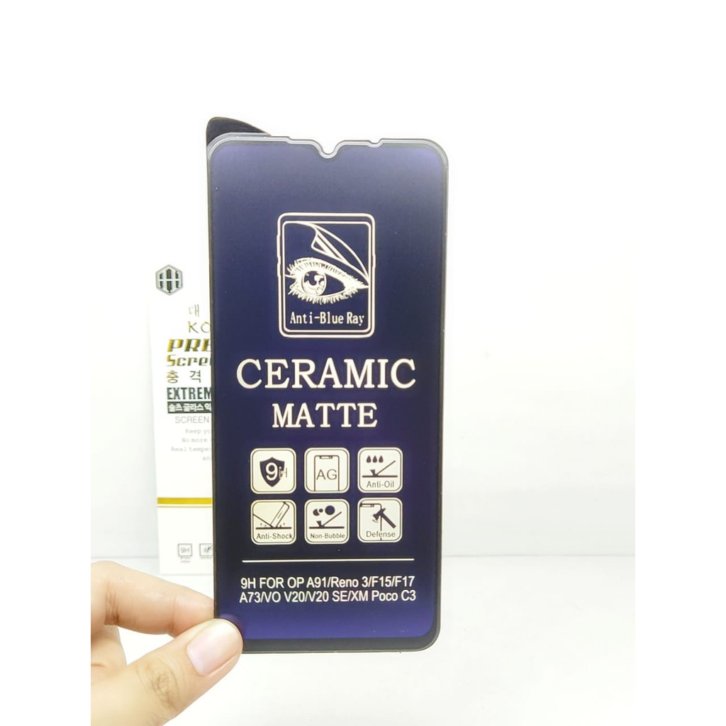 Ceramic MATTE Anti Blue Realme C11 C12 C15 6.5 Inchi Anti Gores Glare Full Layar No Sidik Jari