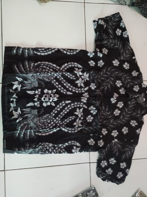 Kemeja Batik Cowok Batik Kondangan Baju Pria Lengan Pendek Corak Wulu Putih