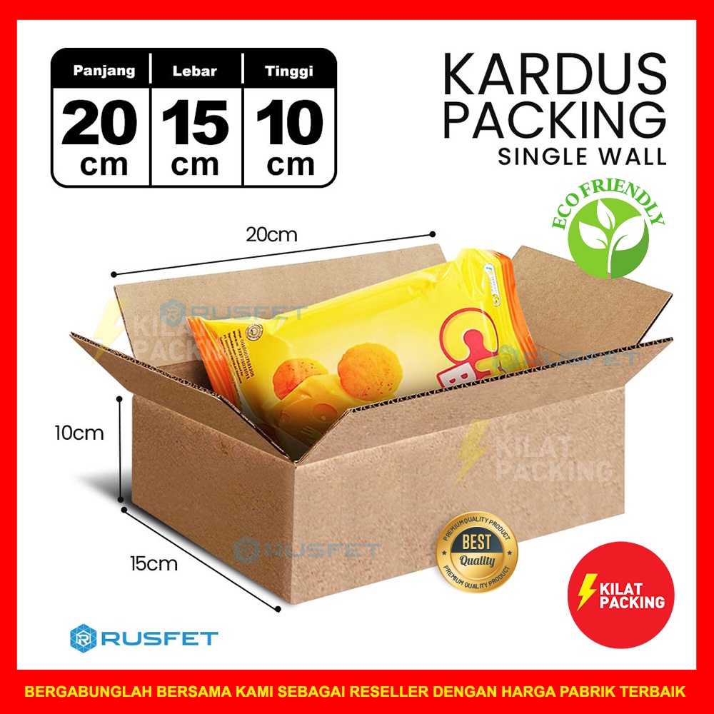 

KARDUS PACKING RUSFET / DUS KARTON BOX PACKING / BOX KARDUS BARU COKLAT POLOS SATUAN - 20 X 15 X 10