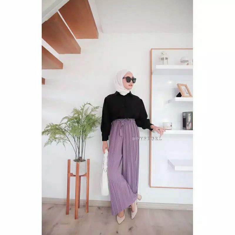 KULOT PLISKET PREMIUM LILAC // PUTIH