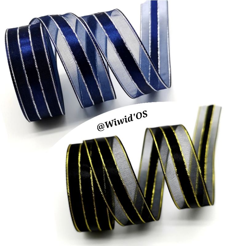 

(1 meter) PITA ORGANDI HIAS SATIN DAN BENANG EMAS 1,3 cm