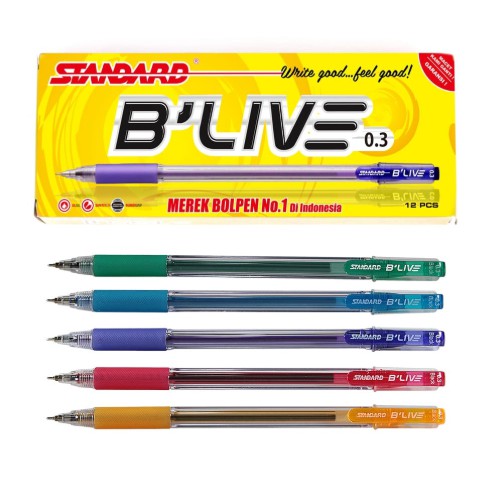 

Pulpen Standard B'Live Gel 0,3 mm isi 12pcs (Tinta Hitam)