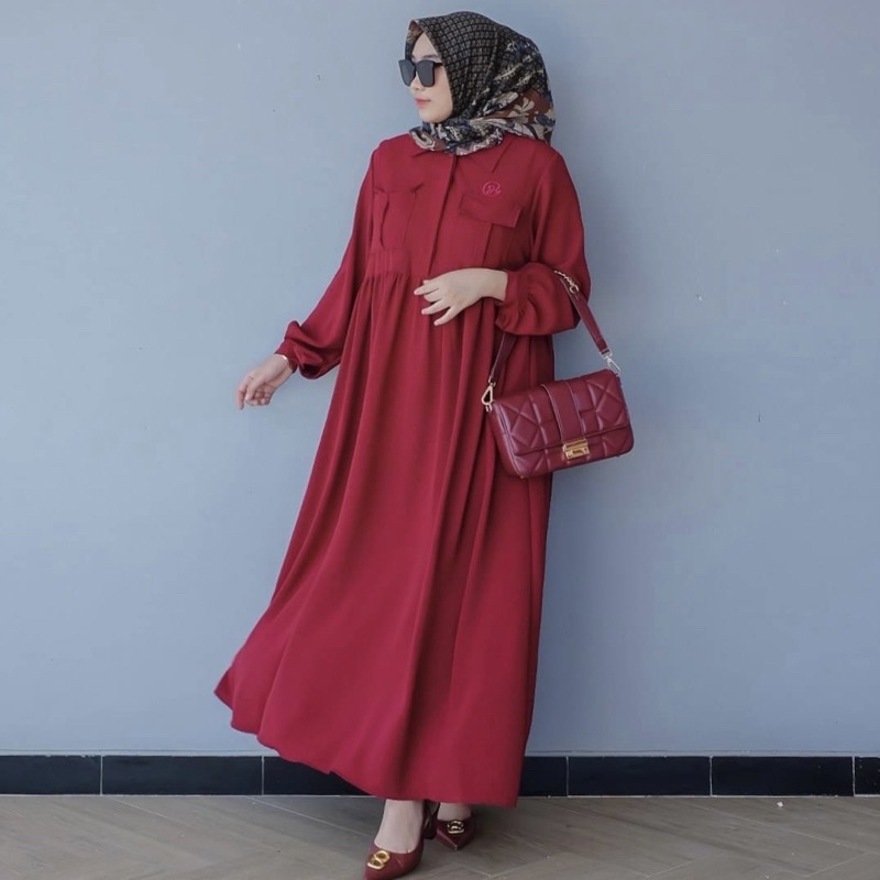 DYN Basic Gaia Dress - Gamis Wanita Simple - Busui Friendly-1
