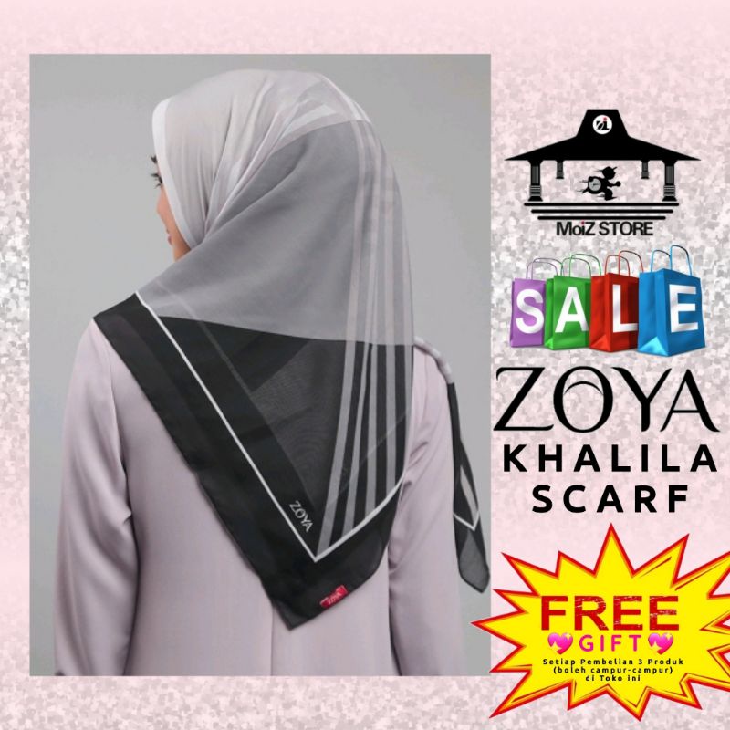 Zoya Khalila Scarf Jilbab Hijab Kerudung Krudung Krudungan Kerudungan Motif Segi Empat Segiempat Seg