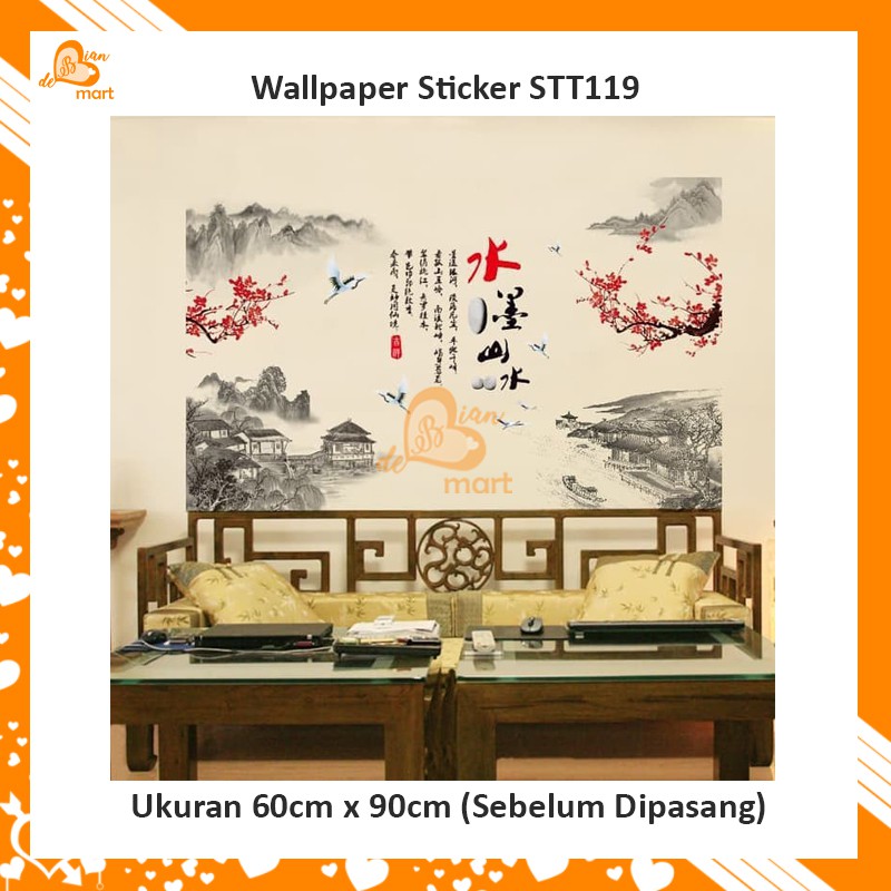Wallpaper Dinding Wall Sticker Motif Pemandangan China Klasik Jaman Dulu Stt119